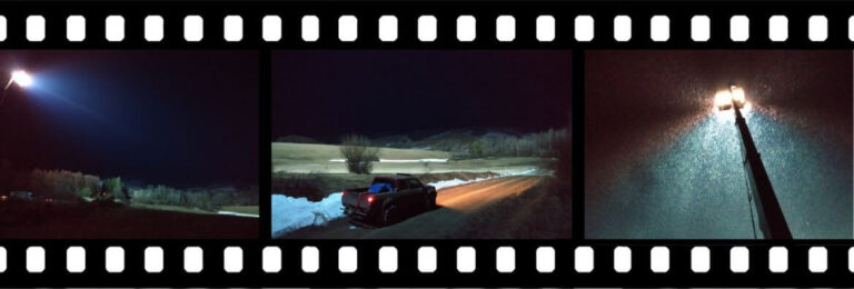 Oswietlenie z podnosnika na planie filnowym